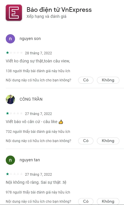 Ứng dụng VnExpress bị đánh giá 1 sao trong một đêm sau khi đăng bài liên quan đến Pi Network (Cập nhật) Ứng dụng VnExpress bị đánh giá 1 sao trong một đêm sau khi đăng bài liên quan đến Pi Network (Cập nhật)