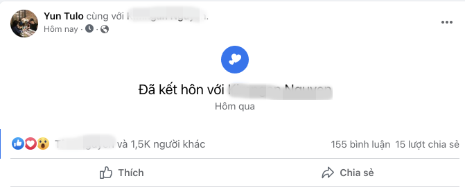 Hoài Lâm đổi trạng thái “kết hôn” với bạn gái 18 tuổi Hoài Lâm đổi trạng thái “kết hôn” với bạn gái 18 tuổi