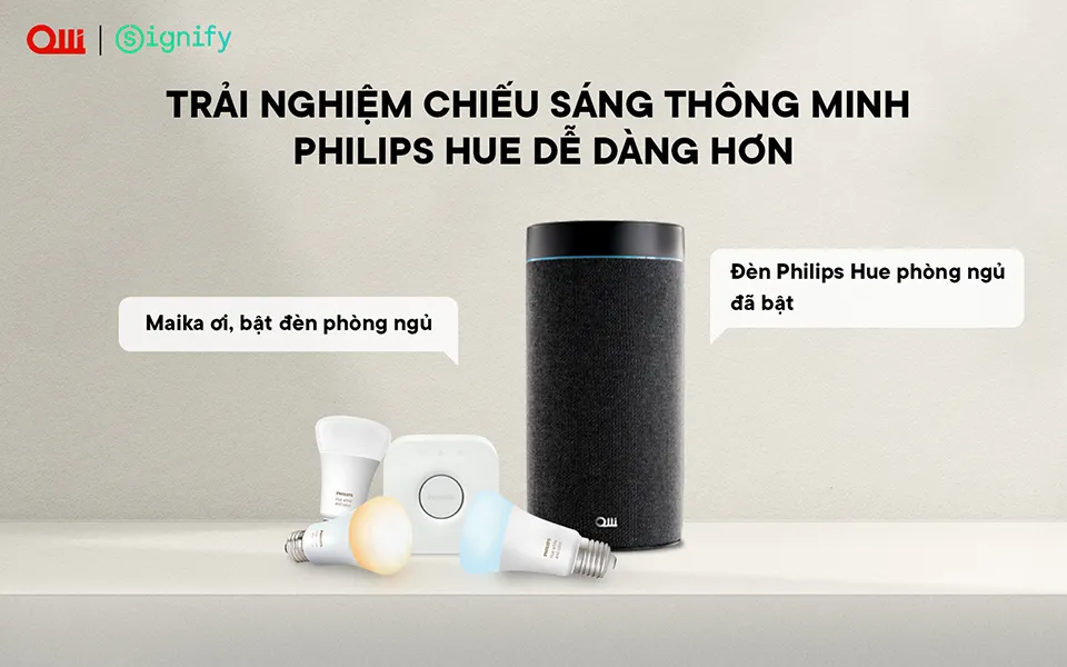 Loa Olli Maika hỗ trợ điều khiển đèn thông minh Philips Hue bằng tiếng Việt Loa Olli Maika hỗ trợ điều khiển đèn thông minh Philips Hue bằng tiếng Việt
