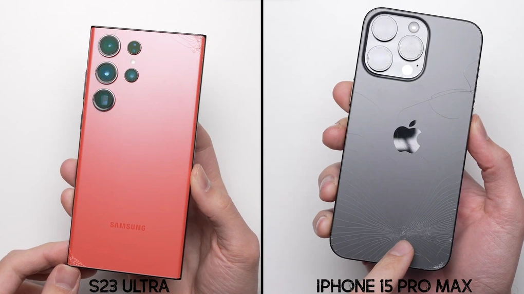 Test độ bền iPhone 15 Pro Max và Galaxy S23 Ultra: Khung titan có làm nên chuyện? Test độ bền iPhone 15 Pro Max và Galaxy S23 Ultra: Khung titan có làm nên chuyện?