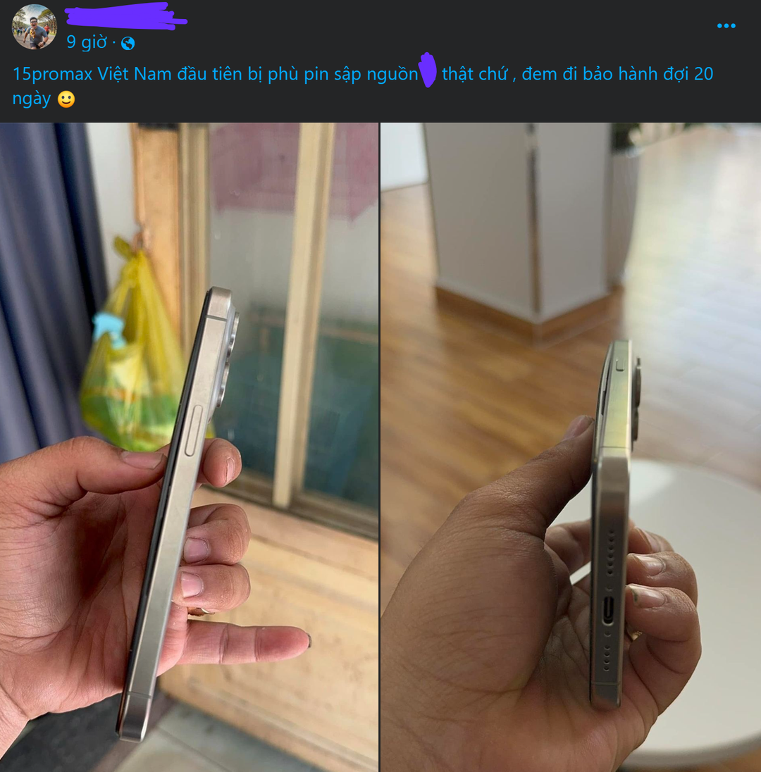 Ngay tại Việt Nam: Hình ảnh iPhone 15 Pro Max “vác bụng bầu” vì phồng pin, sập nguồn Ngay tại Việt Nam: Hình ảnh iPhone 15 Pro Max “vác bụng bầu” vì phồng pin, sập nguồn