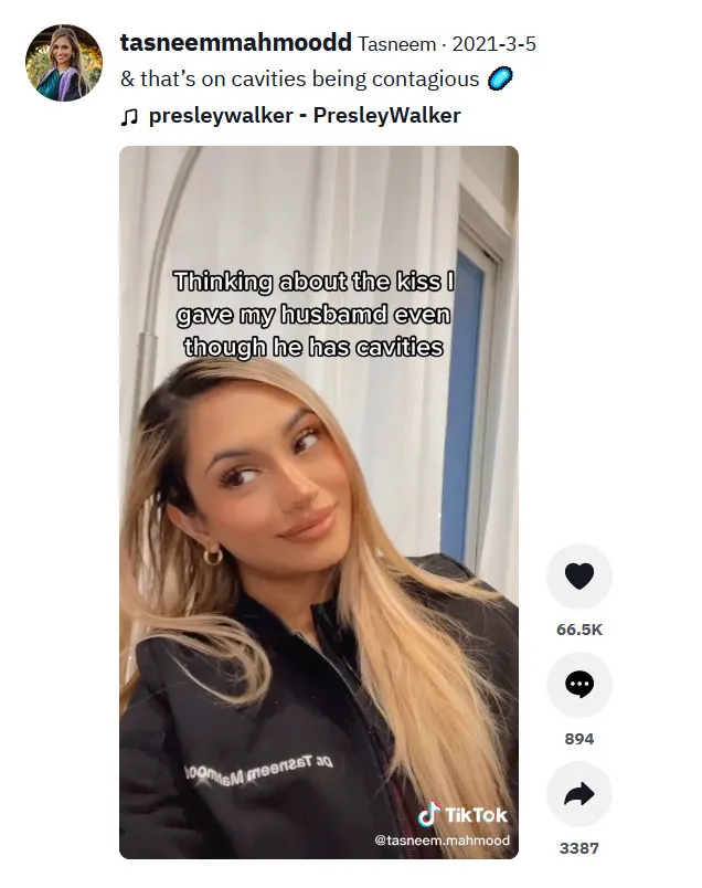 Một nha sỹ cảnh báo sâu răng có thể lây qua đường “hôn hít” Một nha sỹ cảnh báo sâu răng có thể lây qua đường “hôn hít”