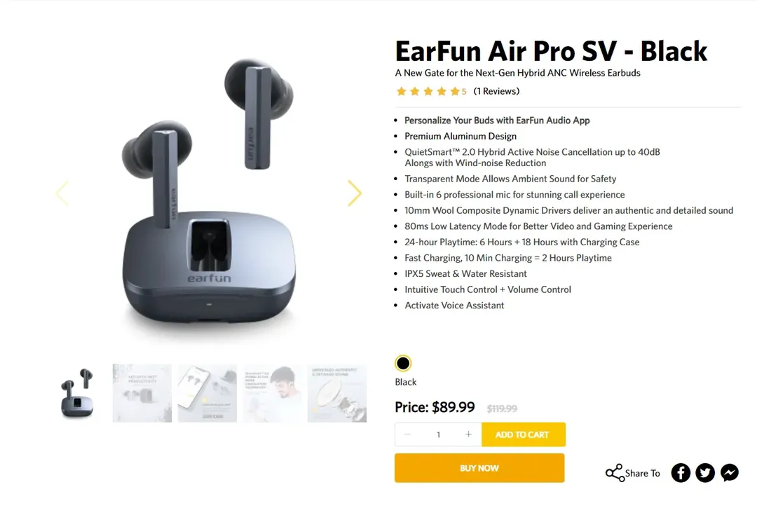 Tai nghe true wireless chống ồn chủ động EarFun Air Pro SV giảm giá 35%, chỉ còn 1,3 triệu đồng Tai nghe true wireless chống ồn chủ động EarFun Air Pro SV giảm giá 35%, chỉ còn 1,3 triệu đồng