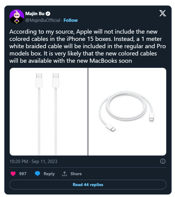 iPhone 15 ra rồi, thế sợi cáp sạc trùng màu với màu máy đâu? iPhone 15 ra rồi, thế sợi cáp sạc trùng màu với màu máy đâu?