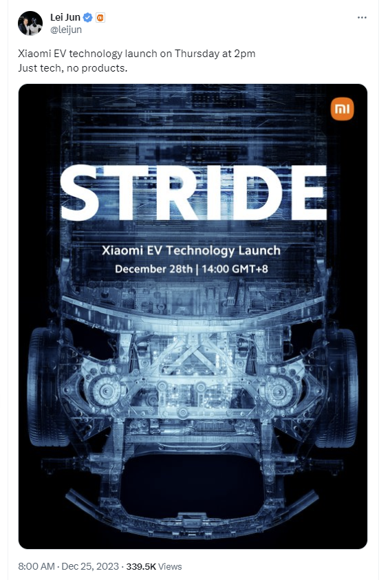 Xe điện Xiaomi chính thức lộ diện ngày 28/12? Xe điện Xiaomi chính thức lộ diện ngày 28/12?