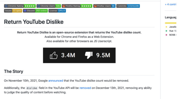 Tiện ích mở rộng này cho phép hiển thị lại lượt dislike trên Youtube Tiện ích mở rộng này cho phép hiển thị lại lượt dislike trên Youtube