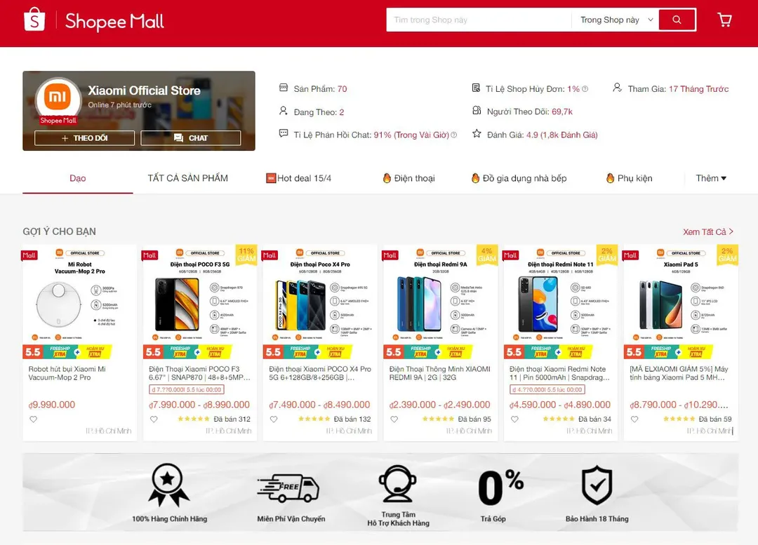 Xiaomi Việt Nam hợp tác với Digiworld mở gian hàng chính hãng trên Shopee và Lazada Xiaomi Việt Nam hợp tác với Digiworld mở gian hàng chính hãng trên Shopee và Lazada