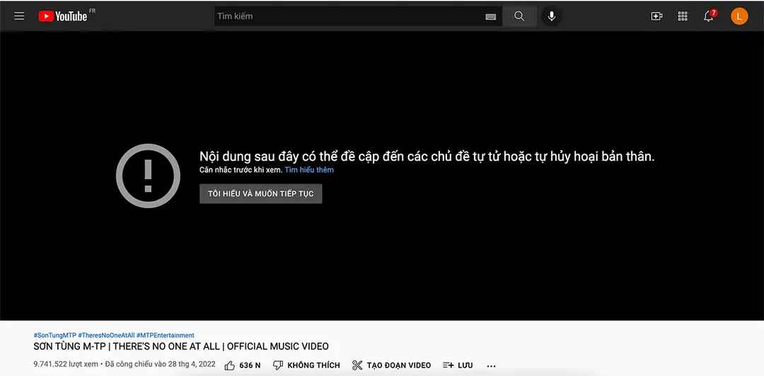 MV There's No One At All của Sơn Tùng M-TP chưa xoá khỏi Youtube dù có lệnh phải tiêu hủy  MV There's No One At All của Sơn Tùng M-TP chưa xoá khỏi Youtube dù có lệnh phải tiêu hủy