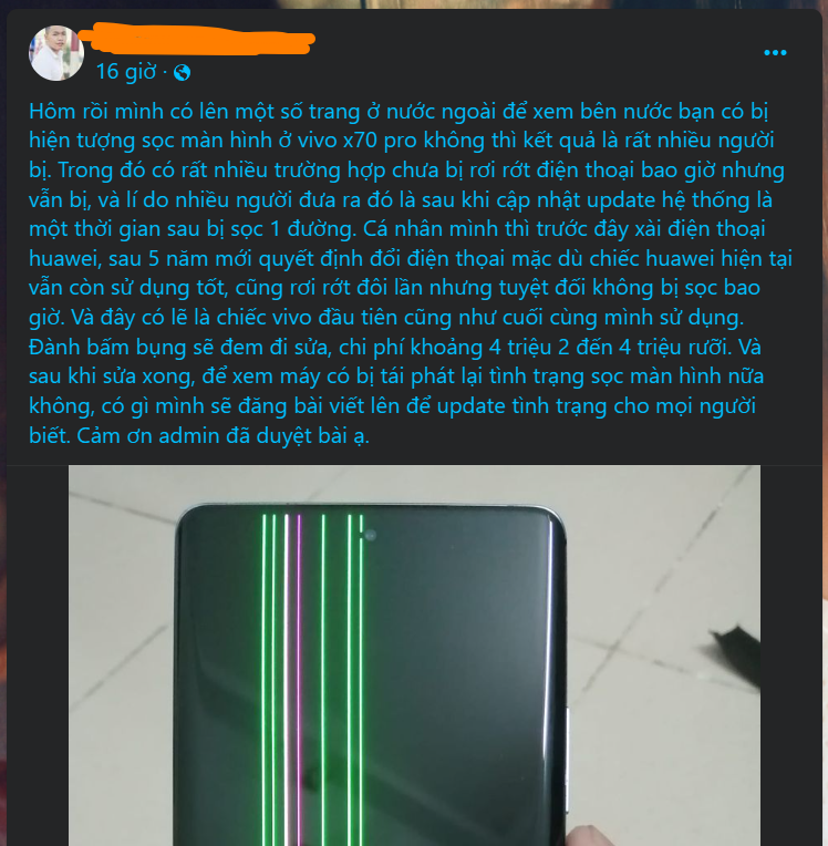 Theo bước Samsung, dạo này lại thấy nhiều máy vivo bị sọc màn hình quá anh em ạ! Theo bước Samsung, dạo này lại thấy nhiều máy vivo bị sọc màn hình quá anh em ạ!