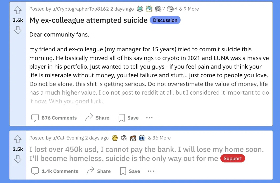 Một người tự sát do thua lỗ LUNA Một người tự sát do thua lỗ LUNA
